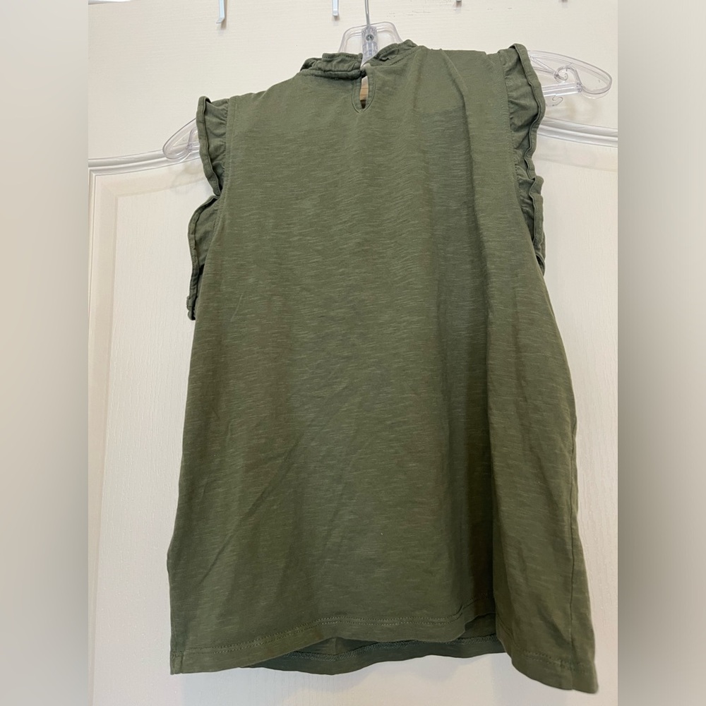 🌸2/20 J.Crew Olive Flutter sleeve Cottagecore Summer Soft Boho Minimalist Top XS - Picture 3 of 7